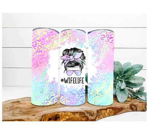 #WifeLife Tumbler, Holographic Leopard Tumbler 20 oz Skinny Tumbler DECOETUMBLER-235 - DecoExchange®