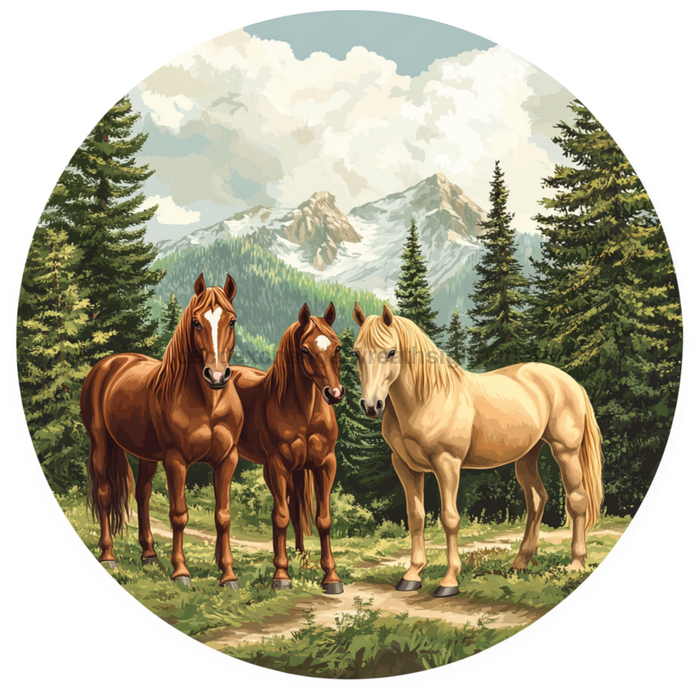 Wild Horses Wall Art, MB-00054, Sign For Wreath, 10" Metal Sign