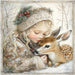 Winter Deer and Girl Sign, DCO-102303, Sign For Wreath, 10x10in Metal Sign