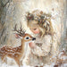 Winter Deer and Girl Sign, DCO-102304, Sign For Wreath, 10x10in Metal Sign