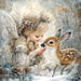 Winter Deer and Girl Sign, DCO-102307, Sign For Wreath, 10x10in Metal Sign