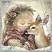 Winter Deer and Girl Sign, DCO-102309, Sign For Wreath, 10x10in Metal Sign