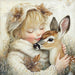 Winter Deer and Girl Sign, DCO-102313, Sign For Wreath, 10x10in Metal Sign