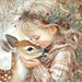 Winter Deer and Girl Sign, DCO-102317, Sign For Wreath, 10x10in Metal Sign
