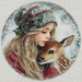 Winter Girl with Deer Sign, DCO-102500, Sign For Wreath, 10x10in Metal Sign