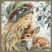 Winter Girl with Deer Sign, DCO-102503, Sign For Wreath, 10x10in Metal Sign