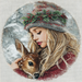 Winter Girl with Deer Sign, DCO-102508, Sign For Wreath, 10x10in Metal Sign
