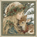 Winter Girl with Deer Sign, DCO-102509, Sign For Wreath, 10x10in Metal Sign