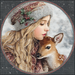 Winter Girl with Deer Sign, DCO-102510, Sign For Wreath, 10x10in Metal Sign