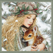 Winter Girl with Deer Sign, DCO-102515, Sign For Wreath, 10x10in Metal Sign