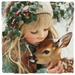 Winter Girl with Deer Sign, DCO-102531, Sign For Wreath, 10x10in Metal Sign