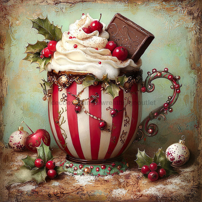 Winter Mug Sign, DCO-102000, Sign For Wreath, 10x10in Metal Sign