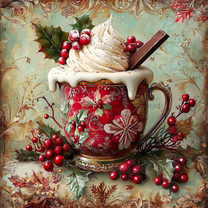 Winter Mug Sign, DCO-102001, Sign For Wreath, 10x10in Metal Sign