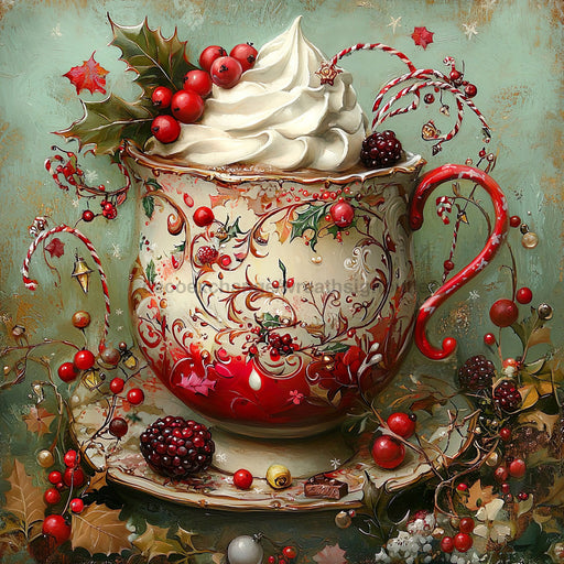 Winter Mug Sign, DCO-102004, Sign For Wreath, 10x10in Metal Sign