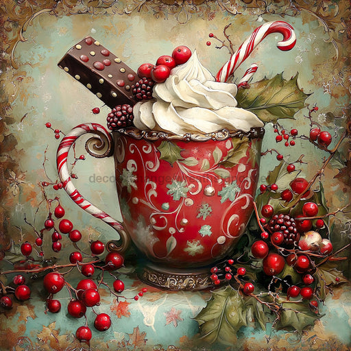 Winter Mug Sign, DCO-102007, Sign For Wreath, 10x10in Metal Sign