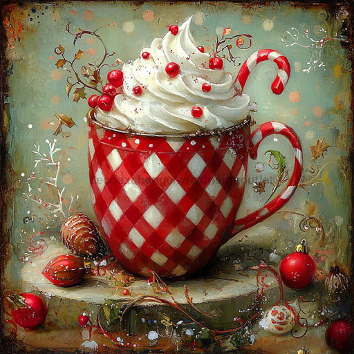 Winter Mug Sign, DCO-102008, Sign For Wreath, 10x10in Metal Sign