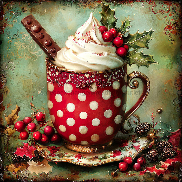 Winter Mug Sign, DCO-102010, Sign For Wreath, 10x10in Metal Sign