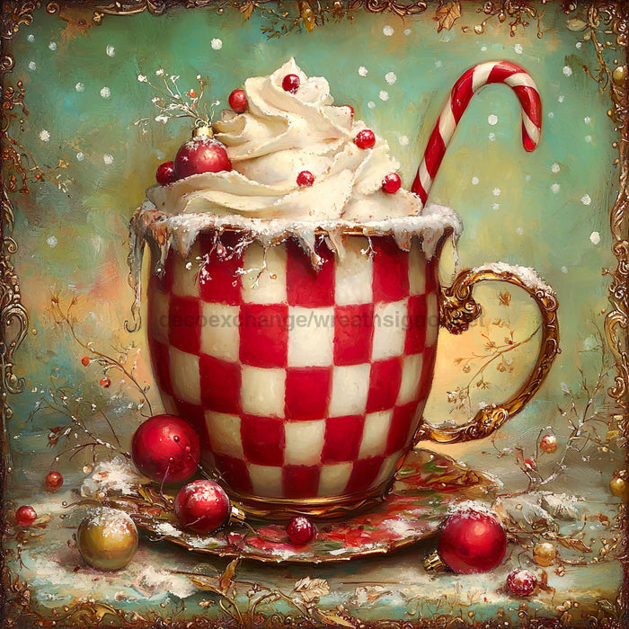 Winter Mug Sign, DCO-102011, Sign For Wreath, 10x10in Metal Sign
