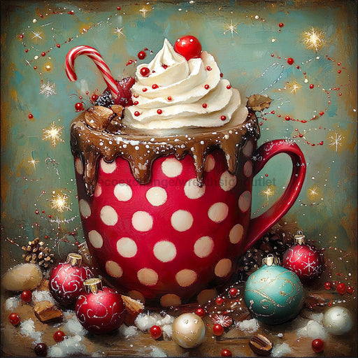 Winter Mug Sign, DCO-102017, Sign For Wreath, 10x10in Metal Sign