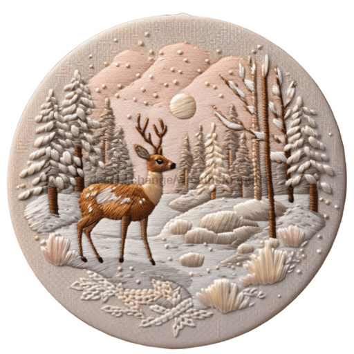 Winter Sign Christmas Scene Decoe-4865 10 Metal Round