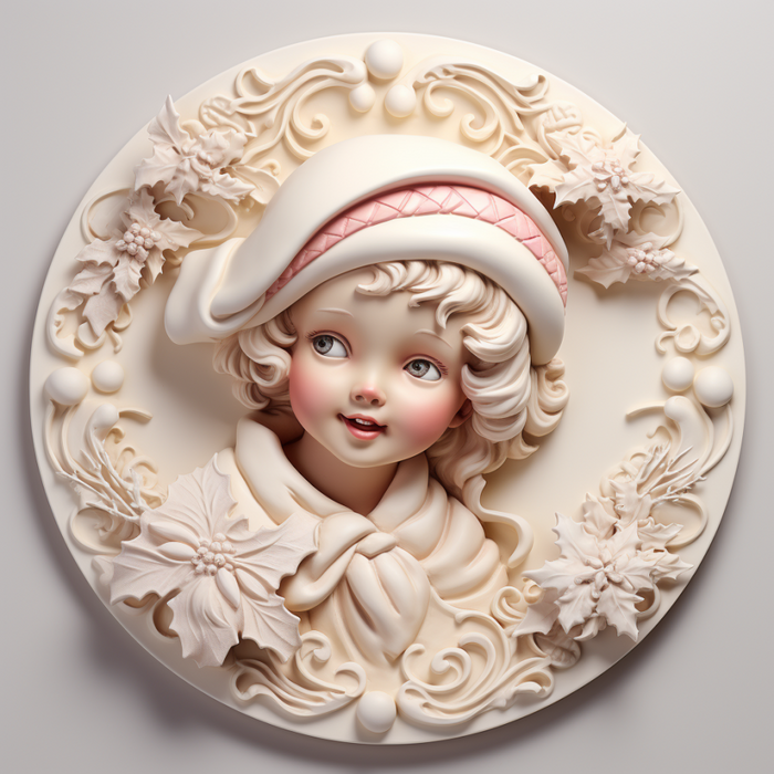 Winter Sign Cute Girl Dco-00645 For Wreath 10 Round Metal