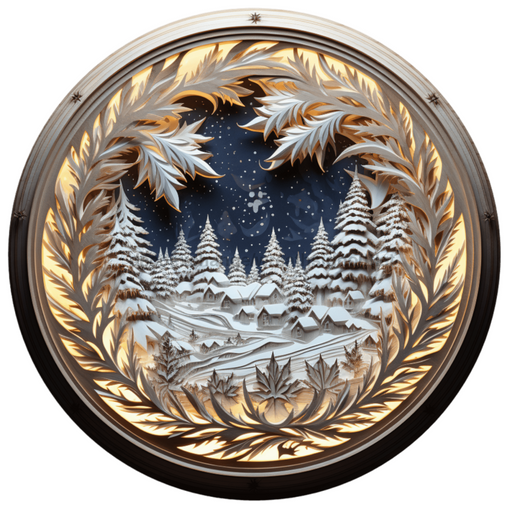 Winter Sign Lighted Scene Decoe-4901 10 Metal Round