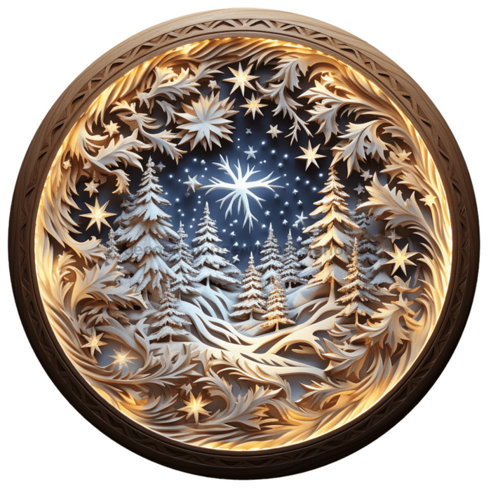 Winter Sign Lighted Scene Decoe-4902 10 Metal Round