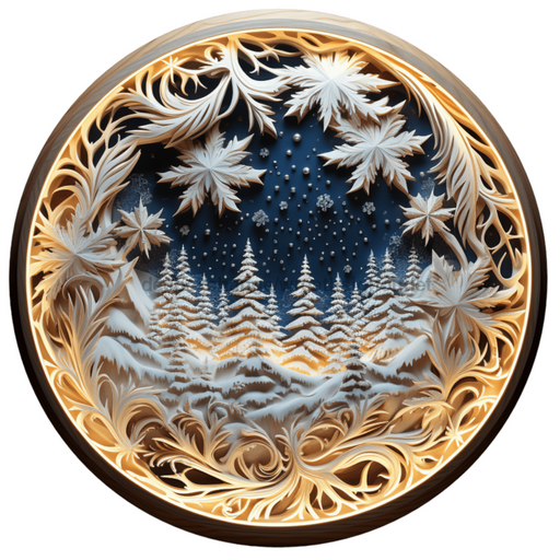Winter Sign Lighted Scene Decoe-4904 10 Metal Round