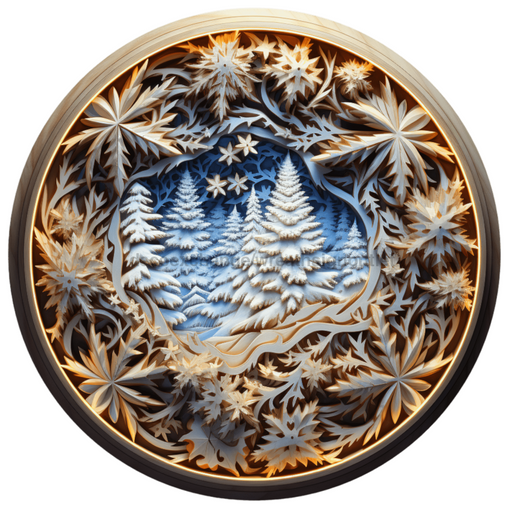 Winter Sign Lighted Scene Decoe-4906 10 Metal Round