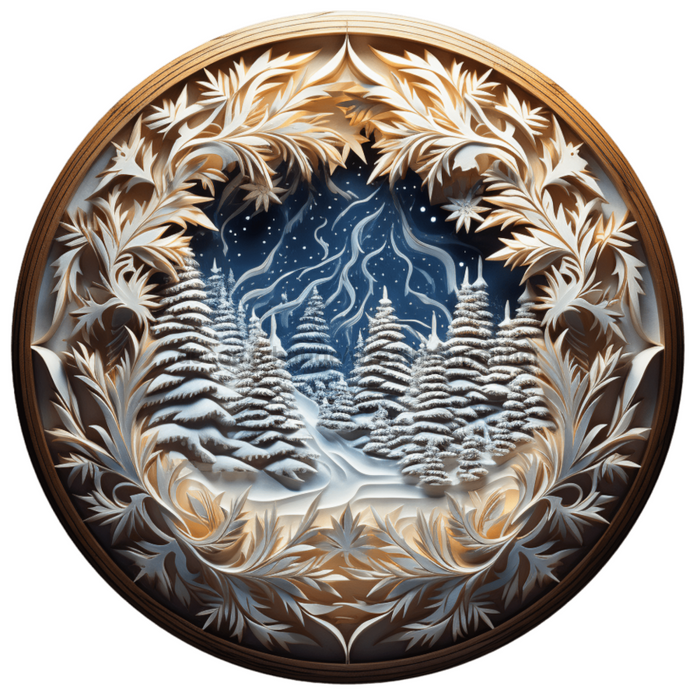 Winter Sign Lighted Scene Decoe-4907 10 Metal Round