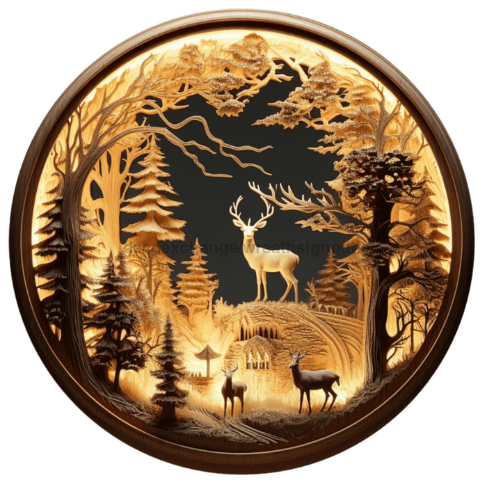 Winter Sign Lighted Scene Decoe-4920 10 Metal Round