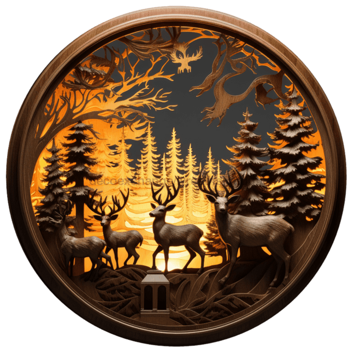 Winter Sign Lighted Scene Decoe-4923 10 Metal Round