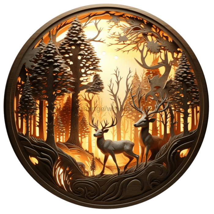 Winter Sign Lighted Scene Decoe-4924 10 Metal Round