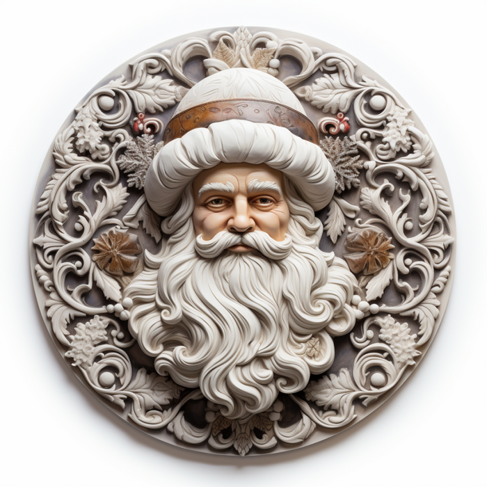 Winter Sign Santa Dco-00648 For Wreath 10 Round Metal