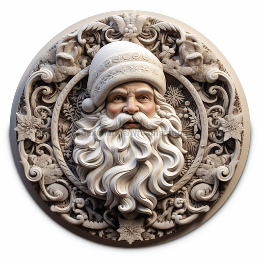 Winter Sign Santa Dco-00654 For Wreath 10 Round Metal