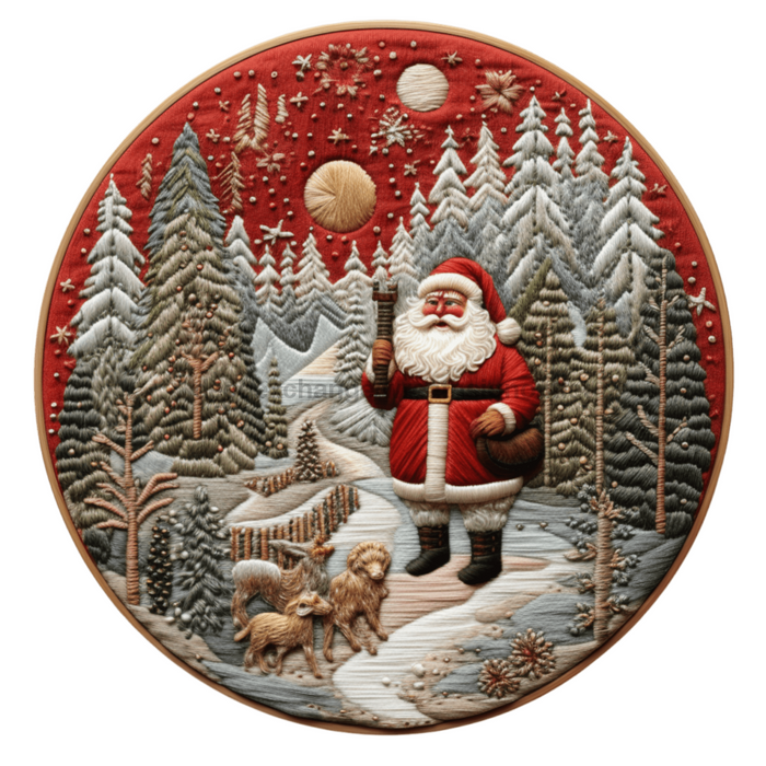 Winter Sign Santa Decoe-4864 10 Metal Round
