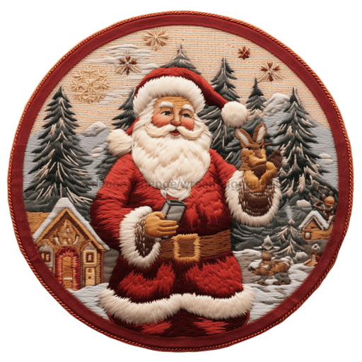 Winter Sign Santa Decoe-4868 10 Metal Round