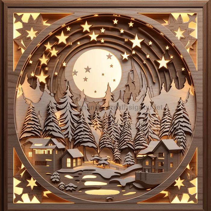 Winter Sign Scenery Decoe-5156 For Wreath 10X10 Metal 10