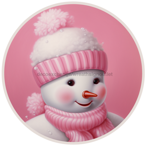 Winter Sign, Snowman Sign, DCO-00499, Sign For Wreath, 10" Round Metal Sign - DecoExchange®
