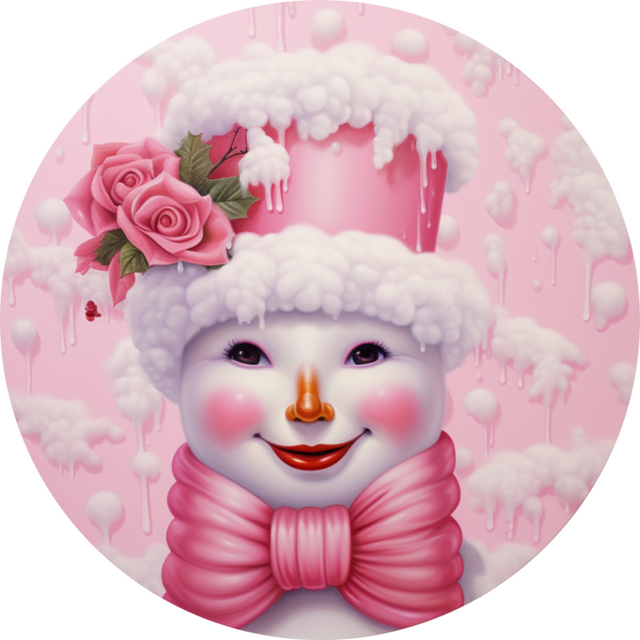 Winter Sign, Snowman Sign, DCO-00502, Sign For Wreath, 10" Round Metal Sign - DecoExchange®