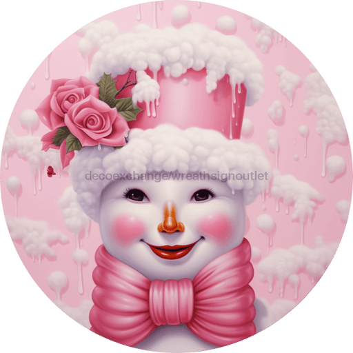 Winter Sign, Snowman Sign, DCO-00502, Sign For Wreath, 10" Round Metal Sign - DecoExchange®