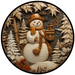 Winter Sign, Snowman Sign, DCO-00506, Sign For Wreath, 10" Round Metal Sign - DecoExchange®