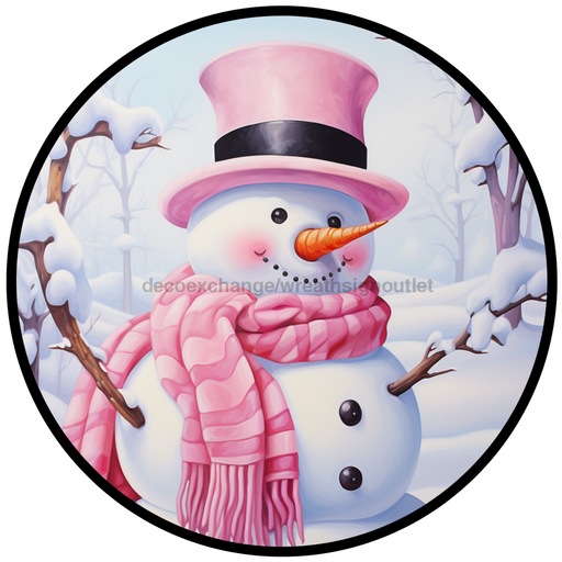 Winter Sign, Snowman Sign, DCO-00509, Sign For Wreath, 10" Round Metal Sign - DecoExchange®