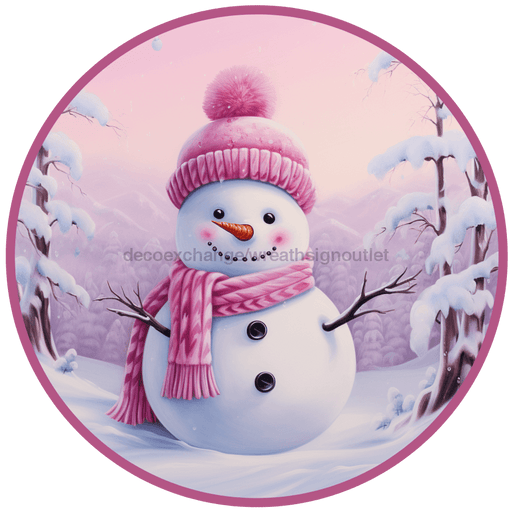 Winter Sign, Snowman Sign, DCO-00510, Sign For Wreath, 10" Round Metal Sign - DecoExchange®