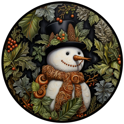 Winter Sign, Snowman Sign, DCO-00514, Sign For Wreath, 10" Round Metal Sign - DecoExchange®