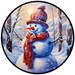 Winter Sign, Snowman Sign, DCO-00522, Sign For Wreath, 10" Round Metal Sign - DecoExchange®