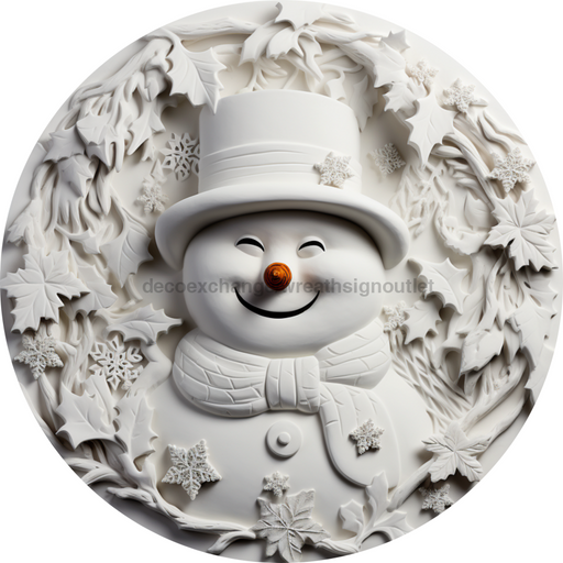 Winter Sign Snowman Dco-00615 For Wreath 10 Round Metal