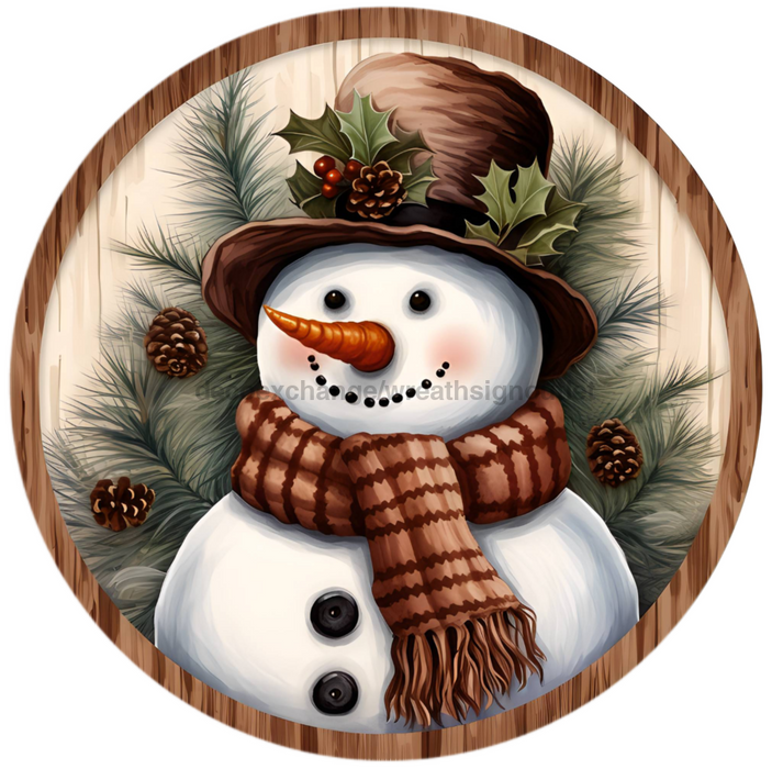 Winter Sign Snowman Decoe-4801 10 Metal Round