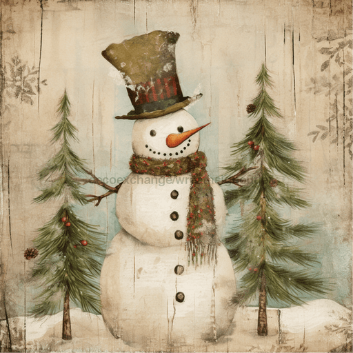 Winter Sign Snowman Vintage Oaw-0007 For Wreath 10X10 Metal