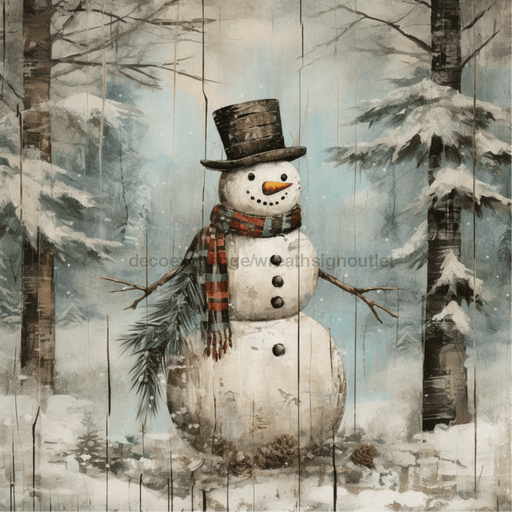 Winter Sign Snowman Vintage Oaw-0016 For Wreath 10X10 Metal